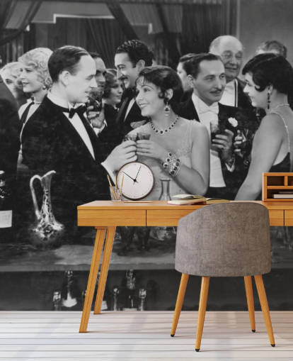 Couple Having Drink at Crowded Bar Mural