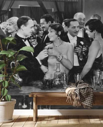 Couple Having Drink at Crowded Bar Mural