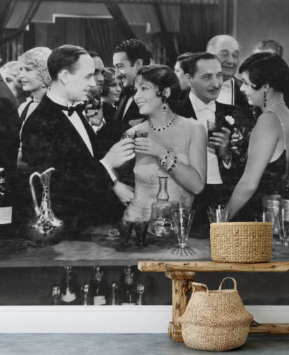 Couple Having Drink at Crowded Bar Mural