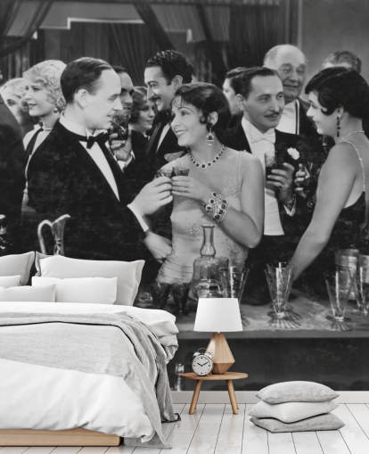 Couple Having Drink at Crowded Bar Mural