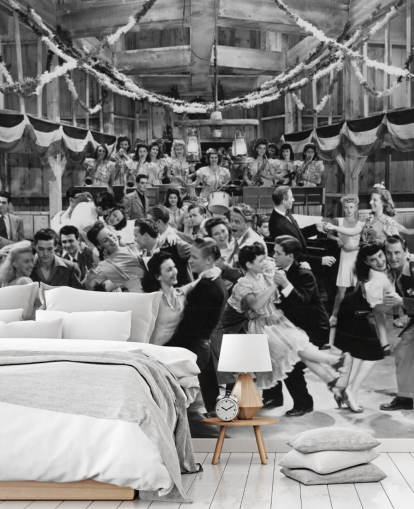 fotografía en blanco y negro de un salón de baile en la década de 1940 fotografía en blanco y negro de un salón de baile en la década de 1940