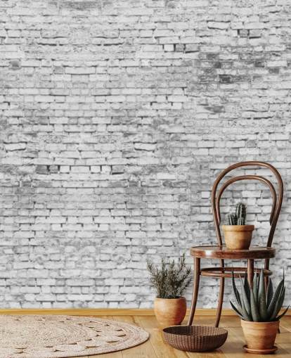 Mural de papel de parede 3D branco e cinza