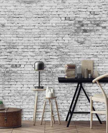 Papel pintado de pared 3D blanco y gris