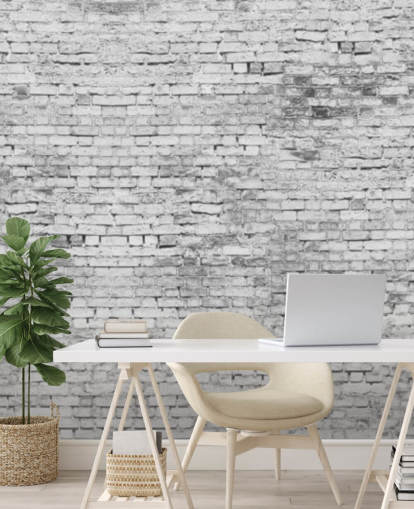 3D White and Grey Wall Wallpaper Mural