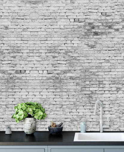 3D White and Grey Wall Wallpaper Mural