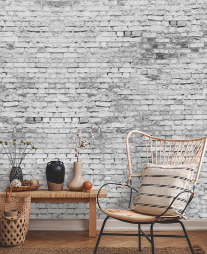 Papel pintado de pared 3D blanco y gris