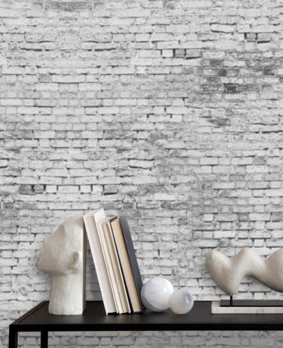 3D White and Grey Wall Wallpaper Mural