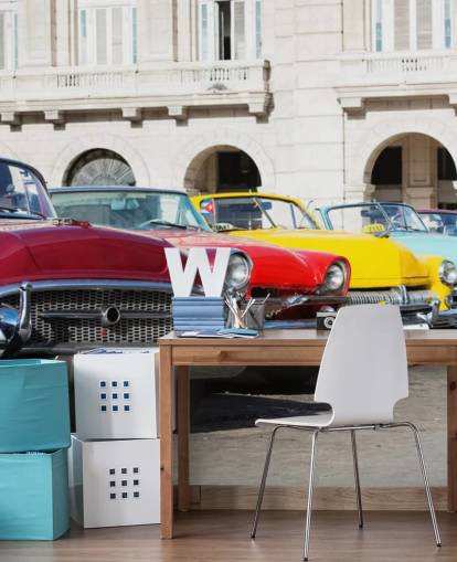 Row of Colourful Cars Wallpaper Mural Row of Colourful Cars Wallpaper Mural