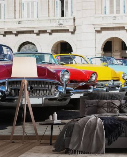 Papel de parede Mural Linha de Carros Coloridos