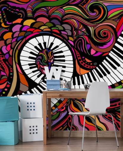 Psychedelic Keys Wall Mural