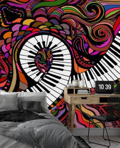 Muurschildering psychedelische toetsen