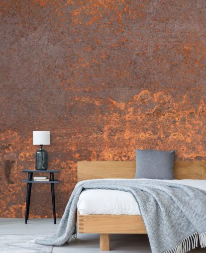 papier peint mural personnalisable en métal orange appelé Rusty Metal pour les cuisines et les salons