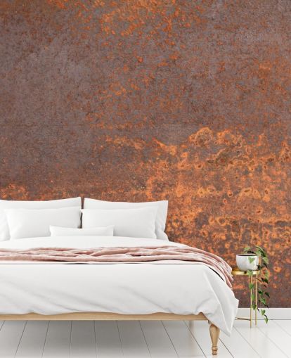 papier peint mural personnalisable en métal orange appelé Rusty Metal pour les cuisines et les salons