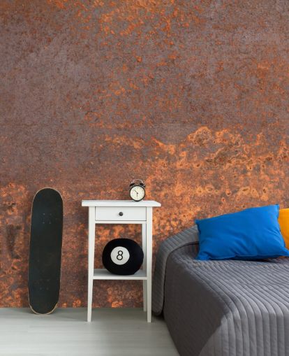 orange metall anpassningsbar tapetväggmålning kallad Rusty Metal för kök och lounger orange metall anpassningsbar tapetväggmålning kallad Rusty Metal för kök och lounger