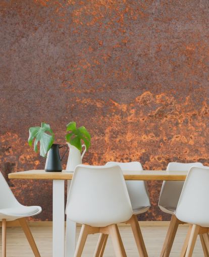 orange metall anpassningsbar tapetväggmålning kallad Rusty Metal för kök och lounger