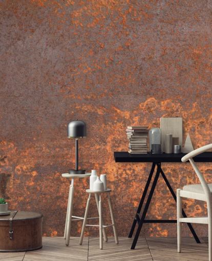mural de papel pintado personalizable de metal naranja llamado Rusty Metal para cocinas y salones mural de papel pintado personalizable de metal naranja llamado Rusty Metal para cocinas y salones