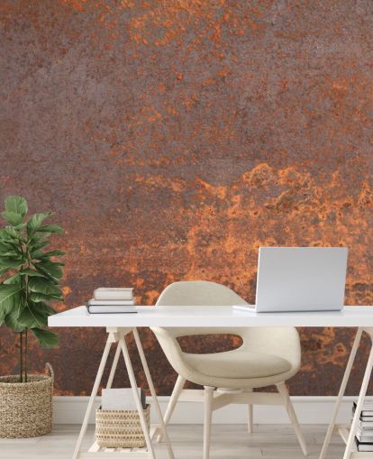 Personalisierbare Wandtapete aus orangefarbenem Metall namens Rusty Metal für Küchen und Lounges