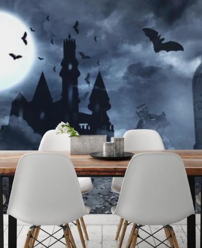 papel tapiz espeluznante cementerio y casa