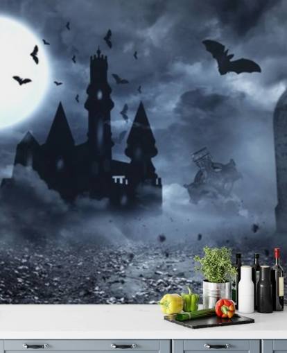 spooky graveyard and house wallpaper spooky graveyard and house wallpaper