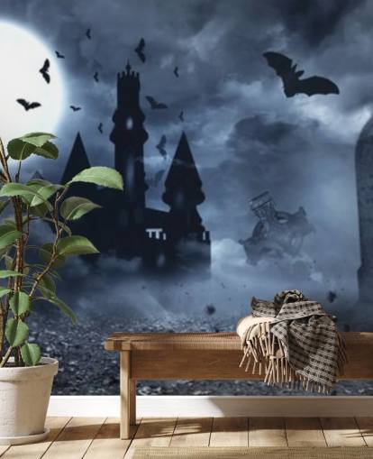 spooky graveyard and house wallpaper spooky graveyard and house wallpaper