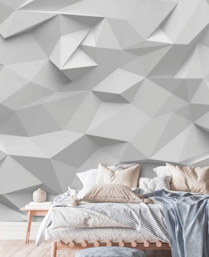 papier peint mural 3D personnalisé blanc appelé Polygon pour chambres papier peint mural 3D personnalisé blanc appelé Polygon pour chambres