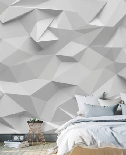 mural de papel pintado 3D personalizado blanco llamado Polígono para dormitorios mural de papel pintado 3D personalizado blanco llamado Polígono para dormitorios