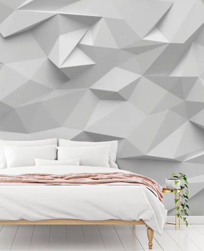 weißes kundenspezifisches 3D-Tapeten-Wandbild namens Polygon für Schlafzimmer weißes kundenspezifisches 3D-Tapeten-Wandbild namens Polygon für Schlafzimmer