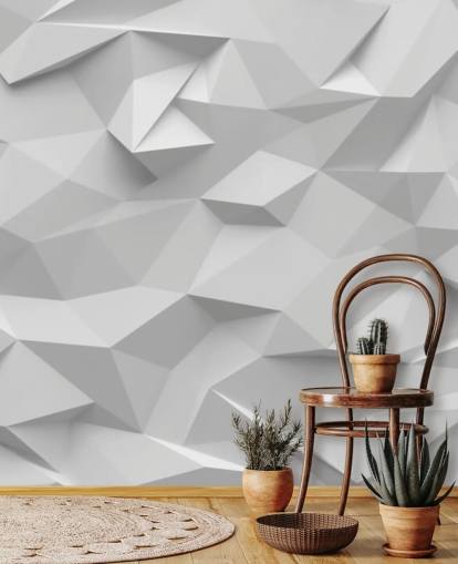 weißes kundenspezifisches 3D-Tapeten-Wandbild namens Polygon für Schlafzimmer