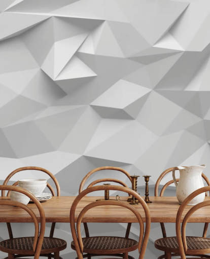 carta da parati 3d personalizzata bianca chiamata Polygon per camere da letto