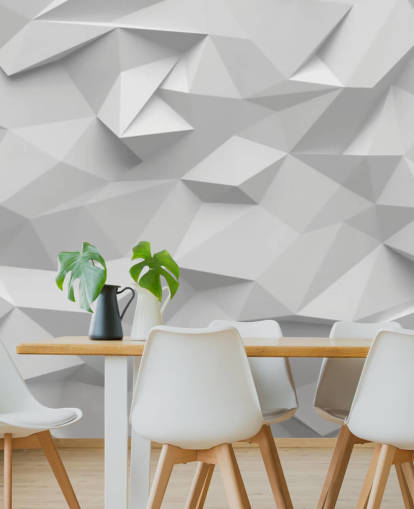 mural de papel de parede 3D personalizado branco chamado Polygon para quartos