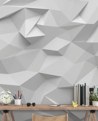 white custom 3d wallpaper mural called Polygon for bedrooms