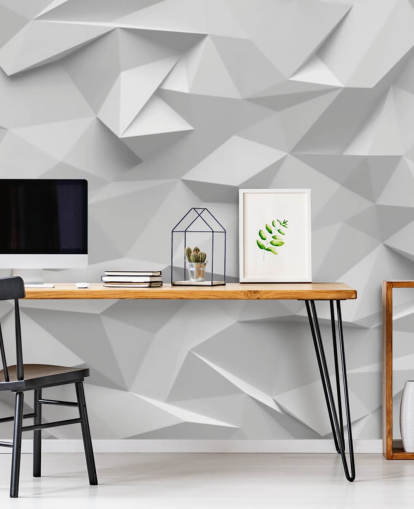 mural de papel de parede 3D personalizado branco chamado Polygon para quartos