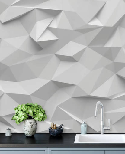 mural de papel pintado 3D personalizado blanco llamado Polígono para dormitorios mural de papel pintado 3D personalizado blanco llamado Polígono para dormitorios