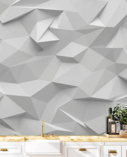 white custom 3d wallpaper mural called Polygon for bedrooms