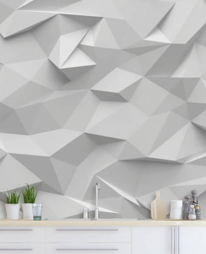 white custom 3d wallpaper mural called Polygon for bedrooms