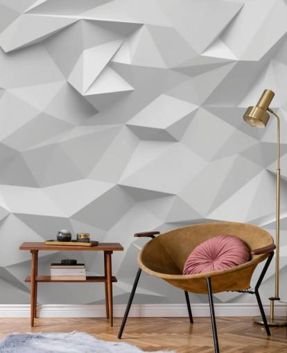 white custom 3d wallpaper mural called Polygon for bedrooms