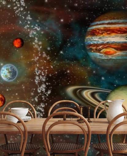 3D Widescreen Solar System Wallpaper Mural 3D Widescreen Solar System Wallpaper Mural