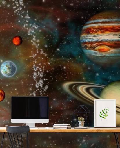 3D breedbeeld zonnestelsel behang muurschildering 3D breedbeeld zonnestelsel behang muurschildering