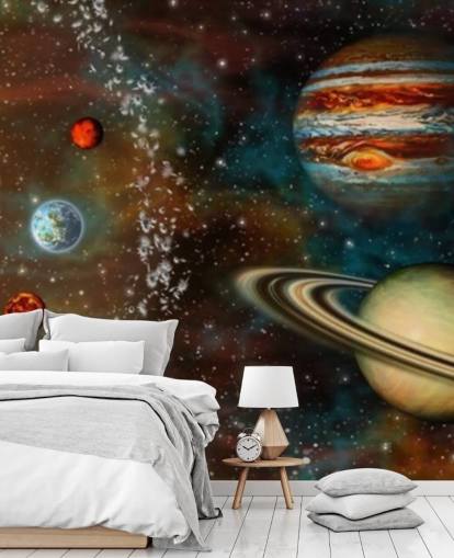 Papel pintado Sistema solar con pantalla panorámica 3D