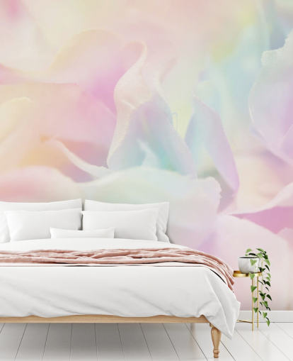 Zoomet i blomst i Pastel Pink og Blå Vægmaleri