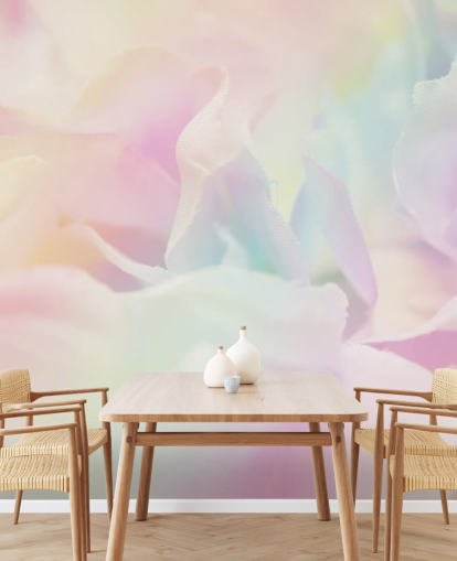 Zoomed in Flower in Pastel Pink and Blue Wall Mural Zoomed in Flower in Pastel Pink and Blue Wall Mural