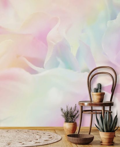 Zoomed in Flower in Pastel Pink and Blue Wall Mural Zoomed in Flower in Pastel Pink and Blue Wall Mural