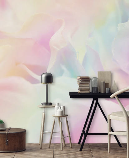 Decorazione murale con fiore ingrandito in rosa pastello e blu Decorazione murale con fiore ingrandito in rosa pastello e blu