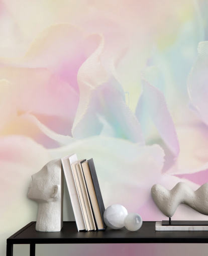 Zoomet i blomst i Pastel Pink og Blå Vægmaleri