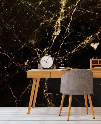 mural de papel pintado de mármol personalizable negro y dorado llamado Black and Gold Smooth para cocinas mural de papel pintado de mármol personalizable negro y dorado llamado Black and Gold Smooth para cocinas