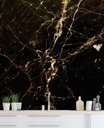 black and gold customizable marble wallpaper mural called Black and Gold Smooth for kitchens black and gold customizable marble wallpaper mural called Black and Gold Smooth for kitchens