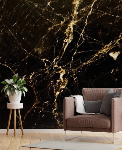 mural de papel pintado de mármol personalizable negro y dorado llamado Black and Gold Smooth para cocinas mural de papel pintado de mármol personalizable negro y dorado llamado Black and Gold Smooth para cocinas