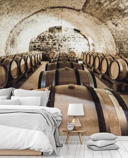 ruskea 3d-viinin taustakuvamaalaus nimeltä Wine Barrels keittiöihin, viinikellareihin ja ravintoloihin