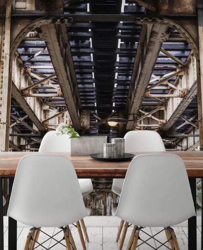 3D onder metrobrug behang