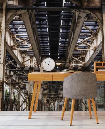 Sfondo 3D sotto il ponte della metropolitana